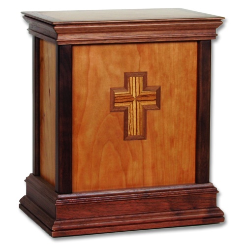 Cross Contemporary Wood Cremation Urn