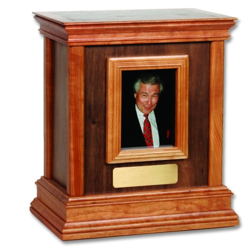 Framed Contemporary Wood Cremation Urn