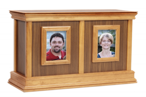 Framed Contemporary Companion Wood Cremation Urn