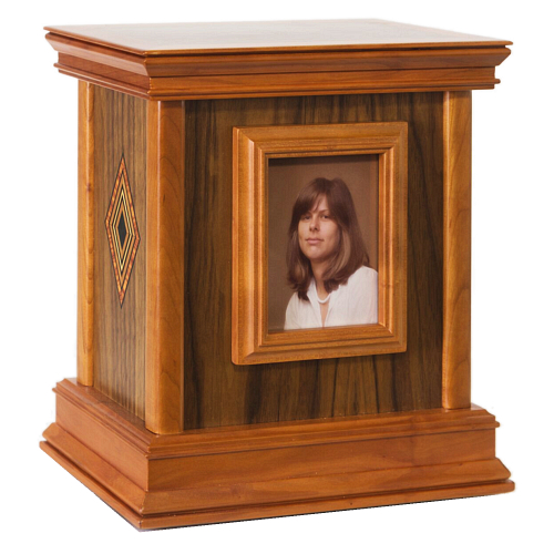 Framed Contemporary Wood Cremation Urn