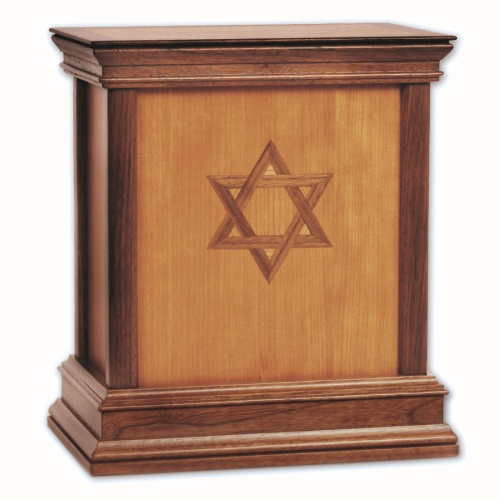 Star of David Contemporary Wood Cremation Urn