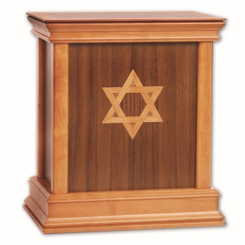 Star of David Contemporary Wood Cremation Urn